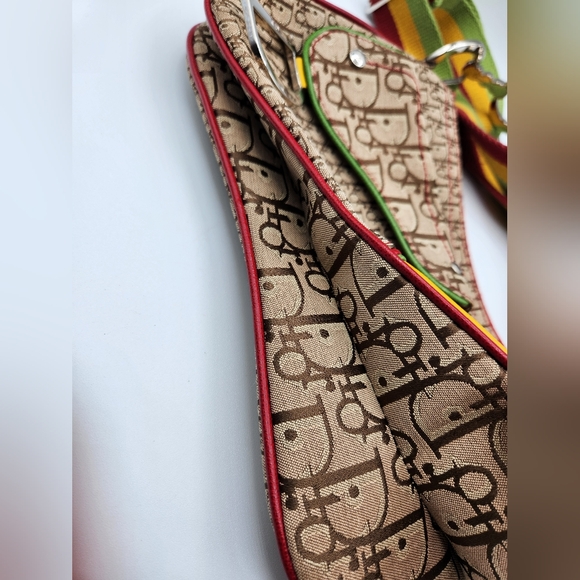 Pre-loved Vintage Christian Dior Rasta-Color Trotter Saddle Shoulder Bag - Picture 5 of 11